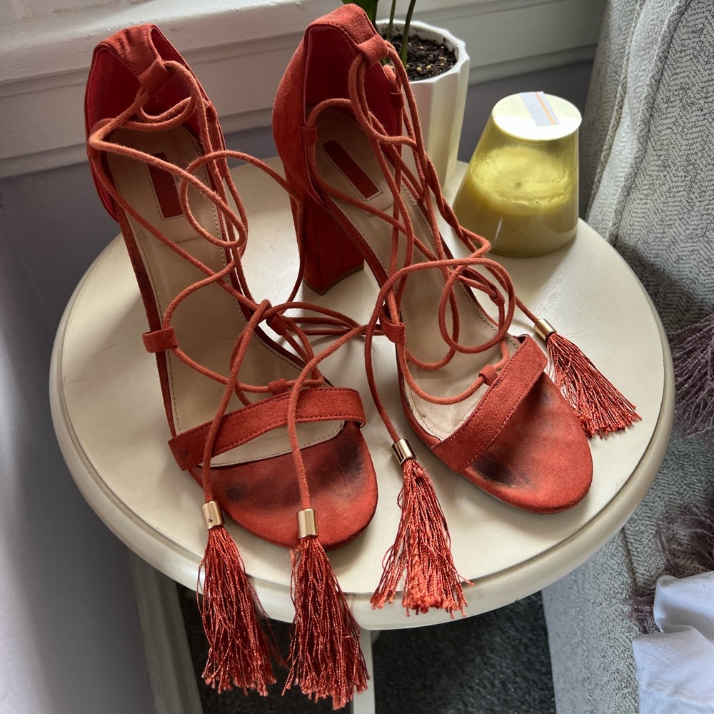 Orange wrap heels